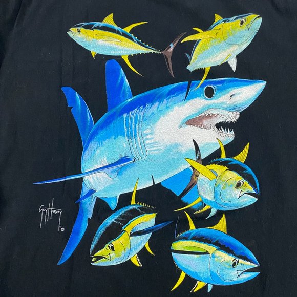 Vintage Guy Harvey Great White Shark Fish T Shirt Mens Large Nature Wildlife - Picture 6 of 11